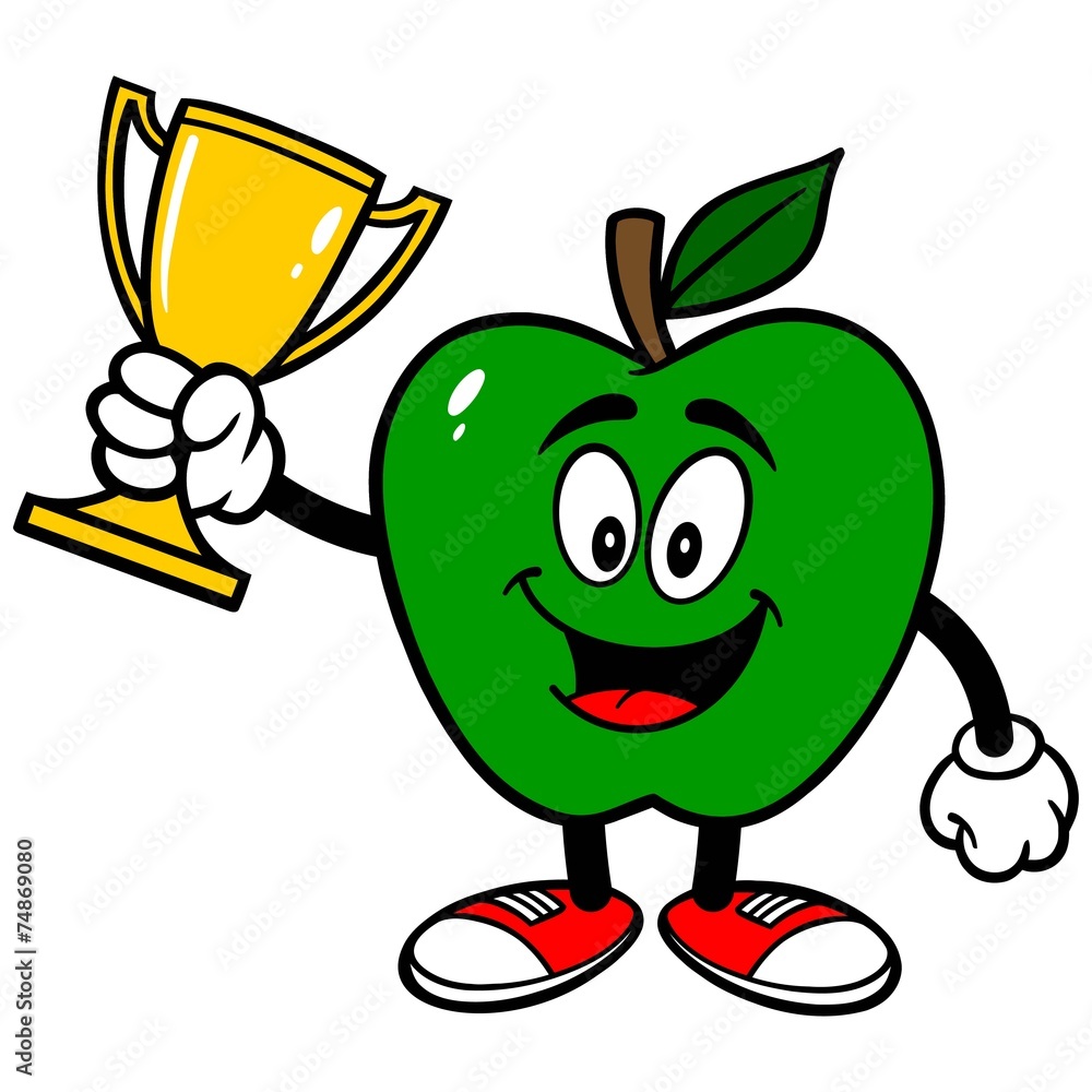 Obraz premium Green Apple with Trophy