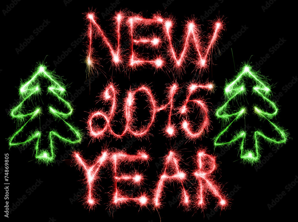 Happy New Year - 2015 with sparklers Happy New Year - 2015 with sparklers