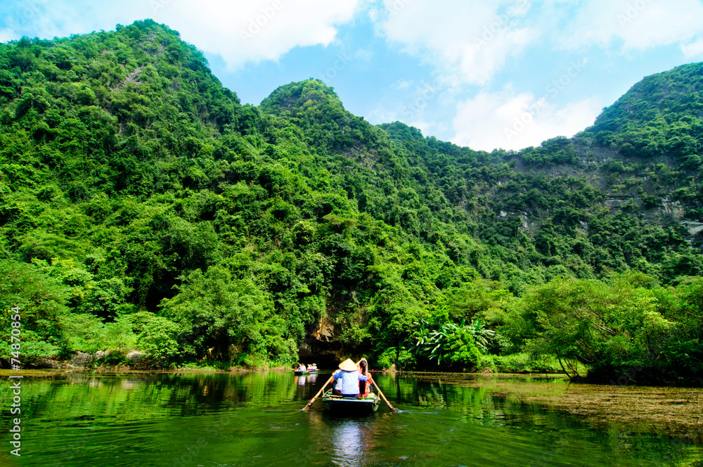 Caves popular tourist boats in Trang An, Vietnam