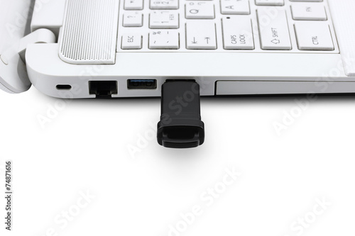 USB Flash drive connecting to laptop