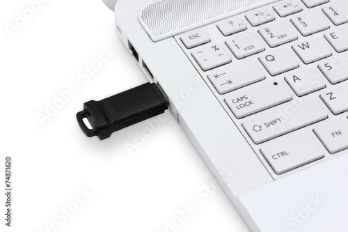 USB Flash drive connecting to laptop