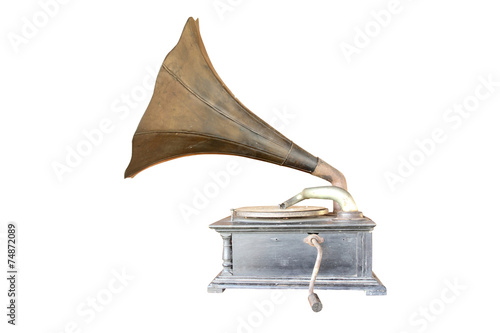 Phonograph antique isolate on white background with copy space. clipping path in picture.