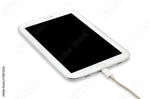 Charging Tablet pc isolated on white background