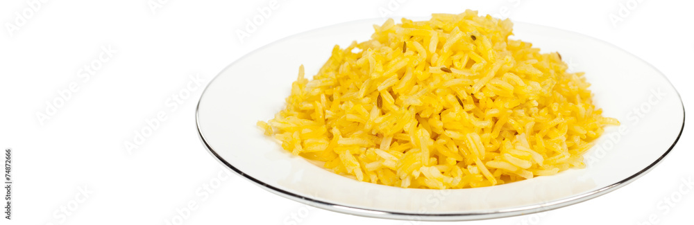 Yellow rice with cumin seeds. Selective focus. Yellow rice with cumin seeds. Selective focus.