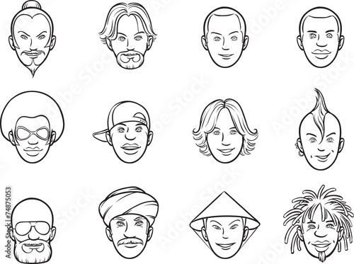 whiteboard drawing - cartoon avatar eccentric faces