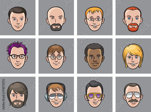 Cartoon avatar men faces