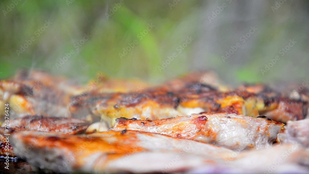 steak grill on Barbecue closeup steak grill on Barbecue closeup