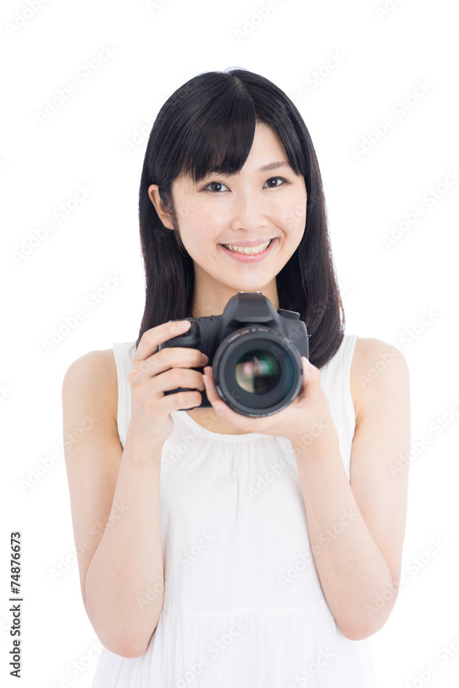 カメラを持った女性