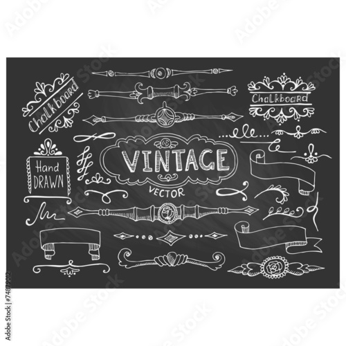 Vector Illustration of Decorative Vintage Chalkboard Elements