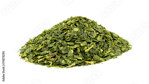 Closeup of pile of green tea