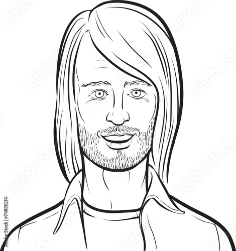 whiteboard drawing - long haired bearded man
