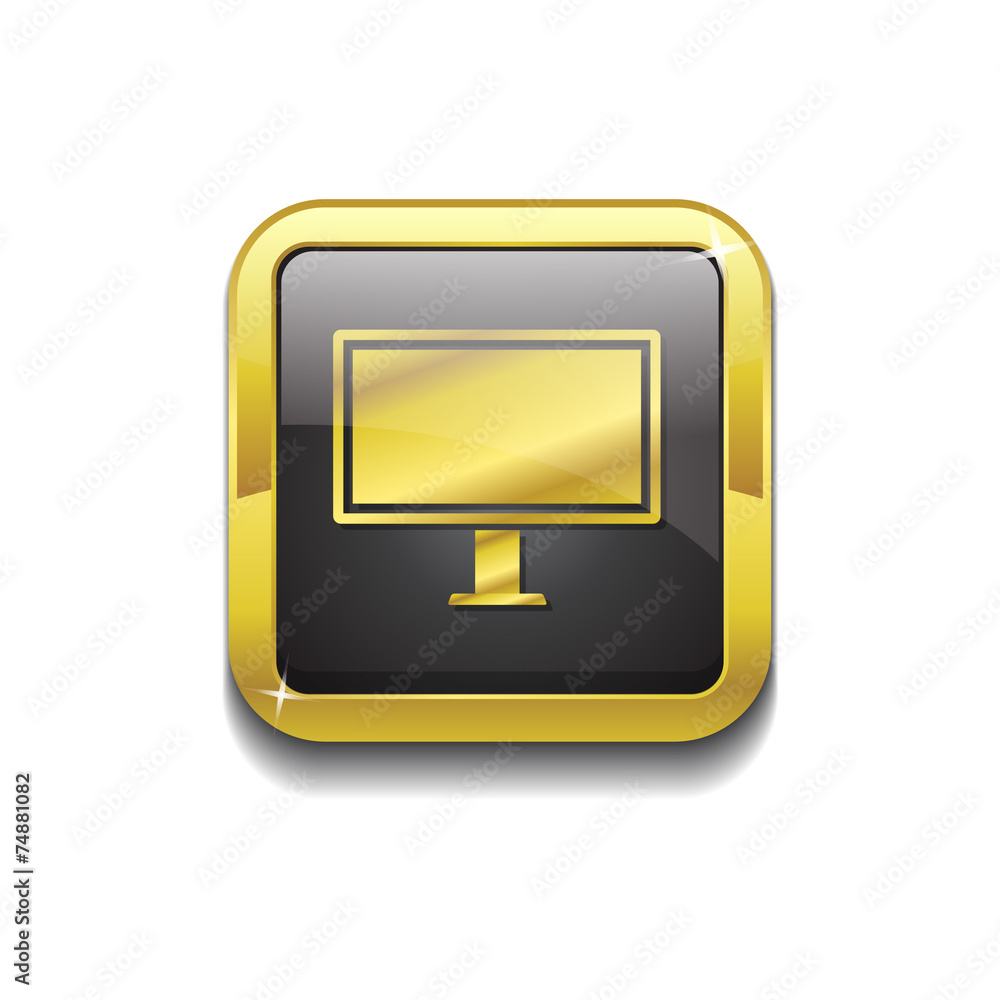 Computer Gold Vector Icon Button Computer Gold Vector Icon Button