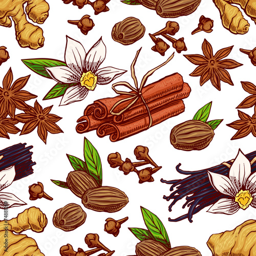 seamless hand-drawn spices