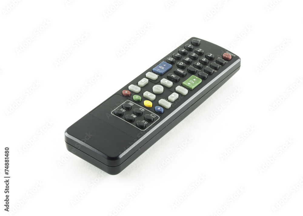 Black Old Remote Control TV isolated background Black Old Remote Control TV isolated background