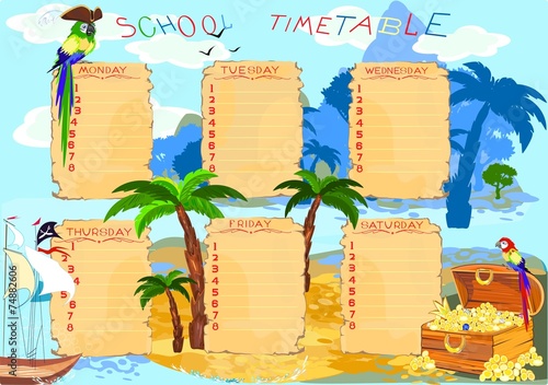 School timetable with Treasure island