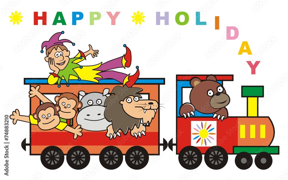 Naklejka premium Train,happy holiday