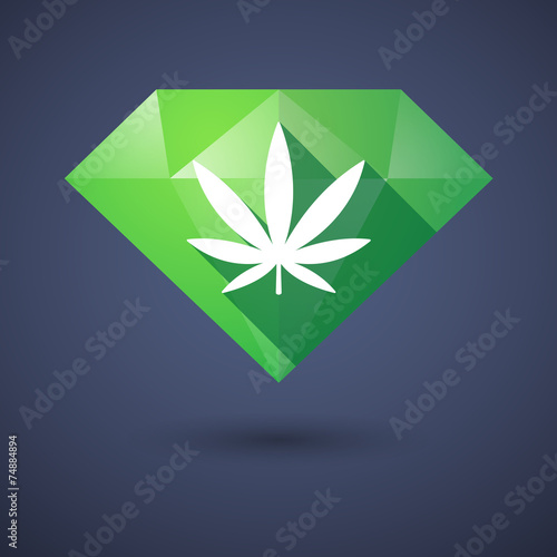 Diamond icon with a marijuana leaf