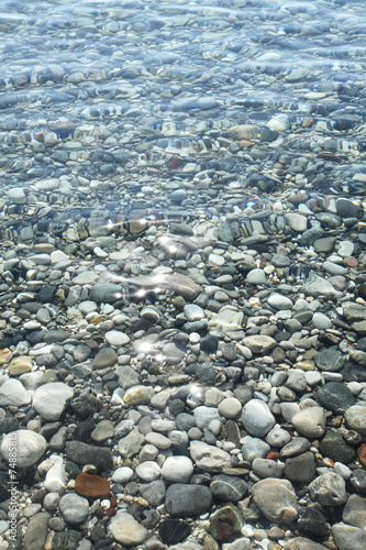 Gravel stones on the sea bottom.