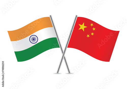 Free Download China and India crossed flags. Chinese and Indian flags isolated on white background. Vector illustration. - GFXLoad
