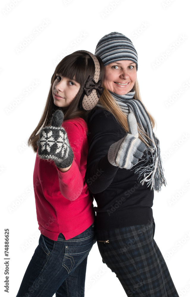 beautiful mother daughter winter portrait beautiful mother daughter winter portrait