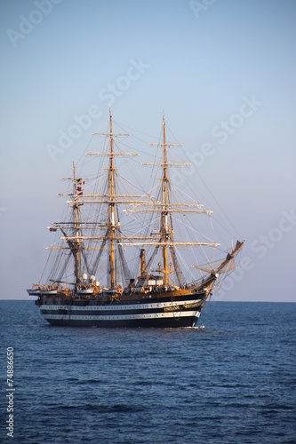beautiful Italian sailing ship on the high seas