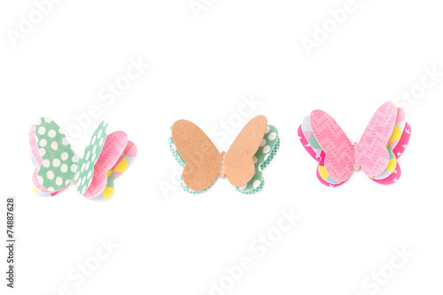 DIY paper Butterfly on White Isolate Background