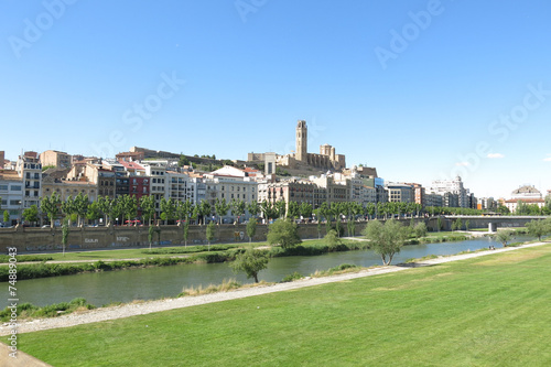 The Segre River as it passes through the city of Lleida