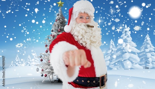 Composite image of portrait of santa with cigar