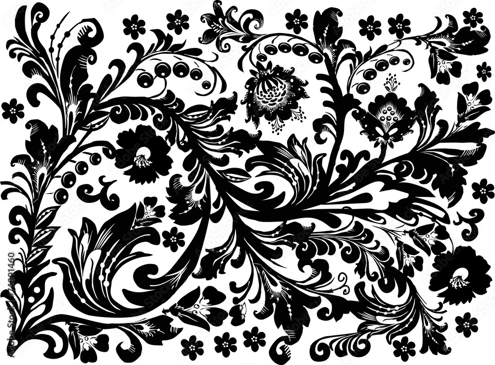 Obraz premium black isolated traditional flower decoration