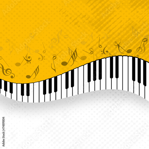 Stylish piano with musical notes.