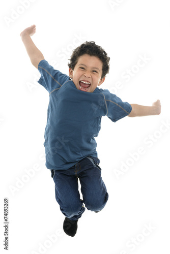 Active Happy Boy Jumping with Energy