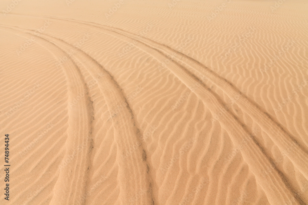 Naklejka premium Car prints in sand, Boavista - Cape Verde