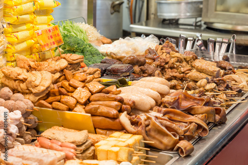 Street food at a night market in Taipei