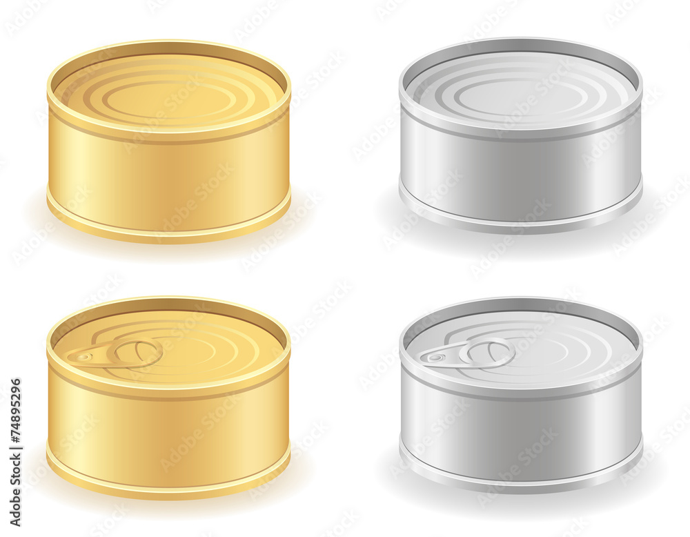 metal tin can set icons vector illustration metal tin can set icons vector illustration