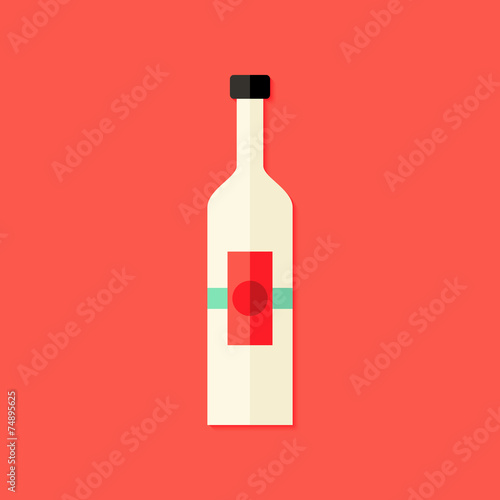 Christmas Bottle of Wine Flat Icon