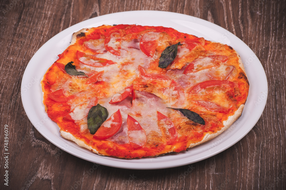 italian pizza on white plate
