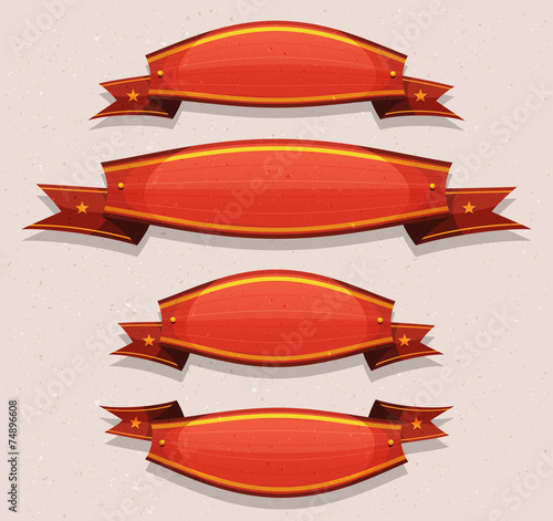 Comic Red Circus Banners And Ribbons