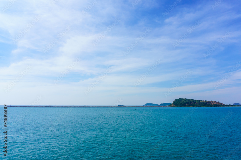 landscape view of blue Sea and islan