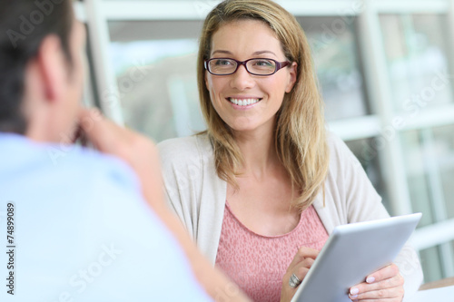 Businesswoman meeting client in office