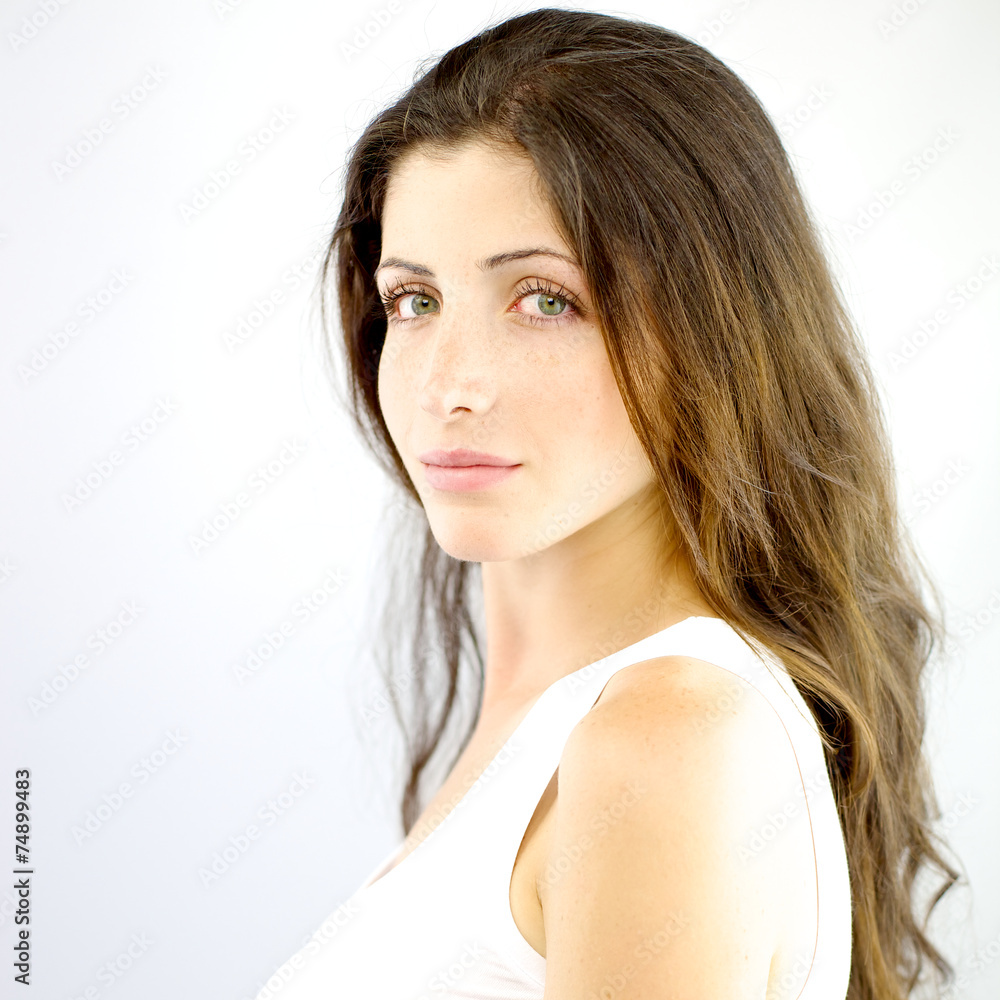 Italian female model with green eyes looking Italian female model with green eyes looking