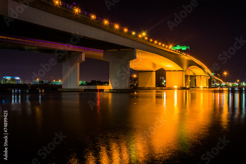 The Acosta Bridge over the St. John's River at night, in Jackson