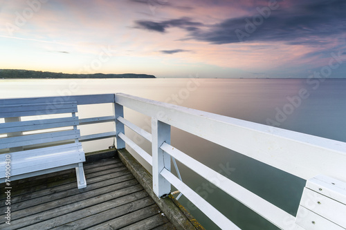 Romantic bench on The longest wooden pier in Europe © malajscy