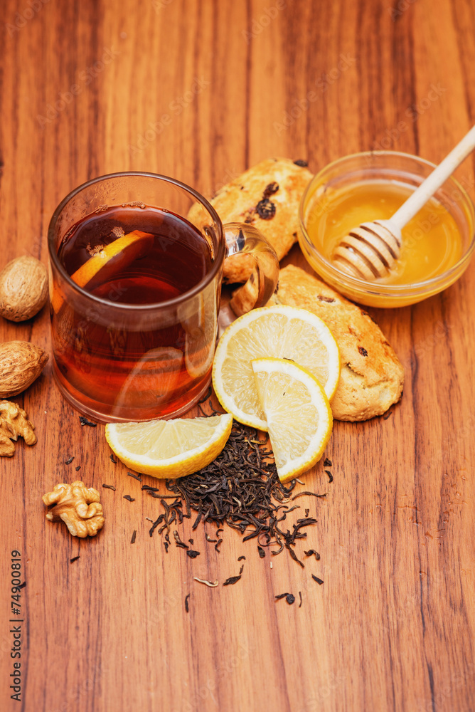 black tea with lemon and honey black tea with lemon and honey