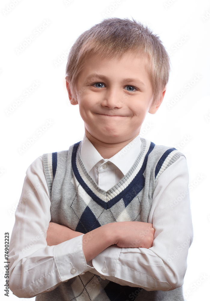 Boy on a white background