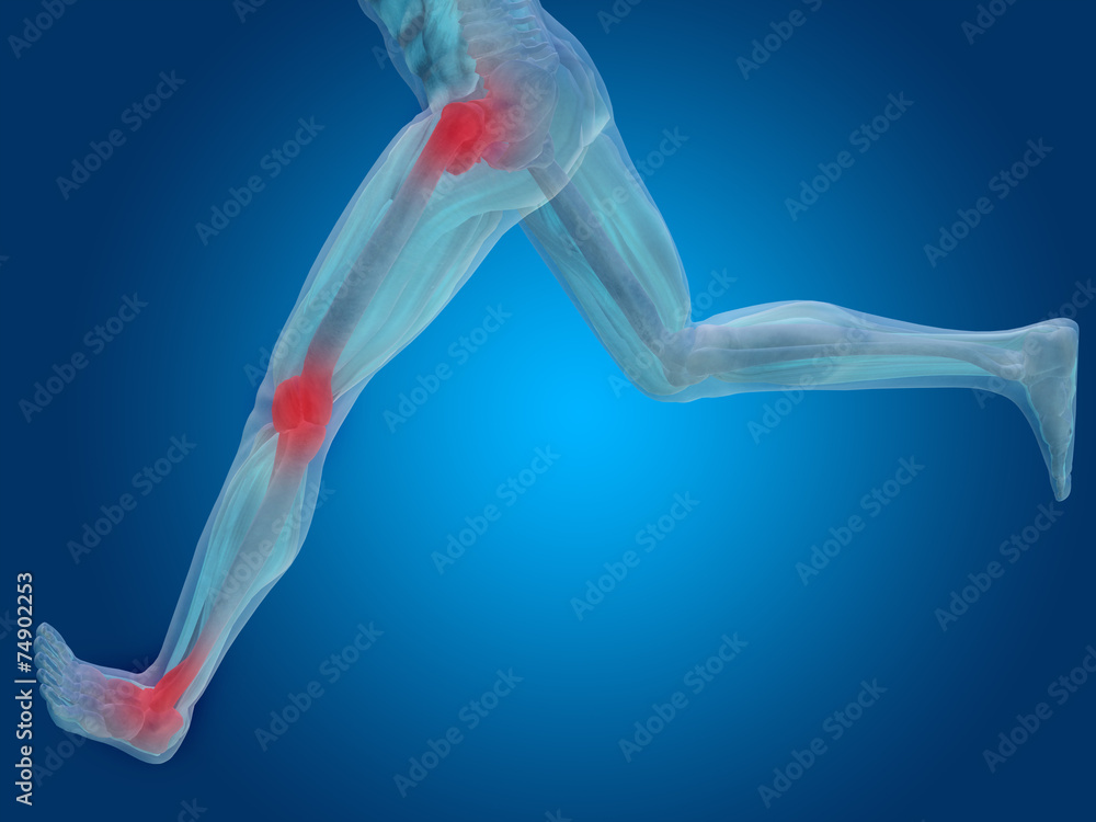 Obraz premium Conceptual human body anatomy pain on blue