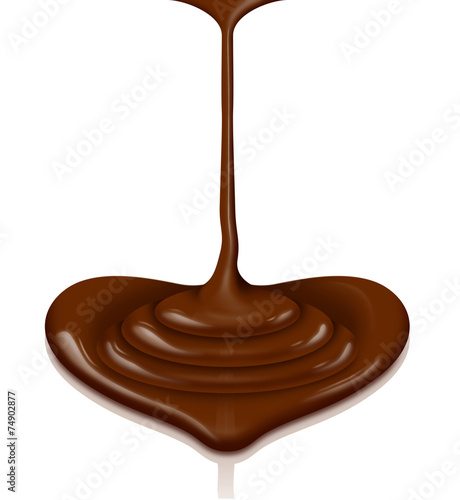 Chocolate heart-shaped flow with clipping path