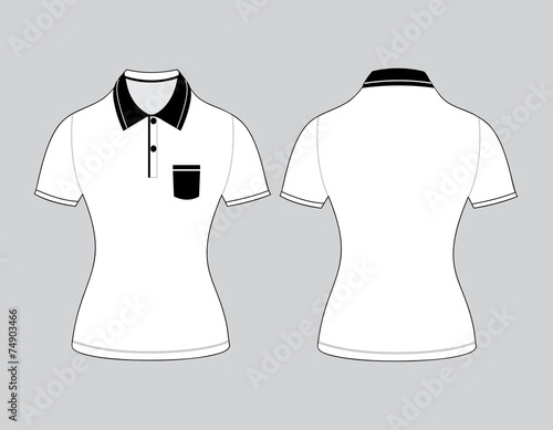 polo woman shirt design templates (front and back views). Vector