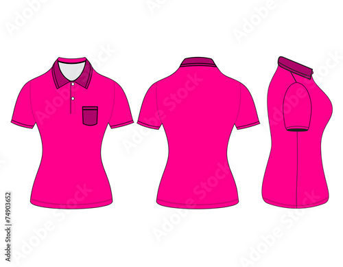 polo woman shirt design templates (front, back and side views).