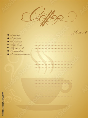 Menu card