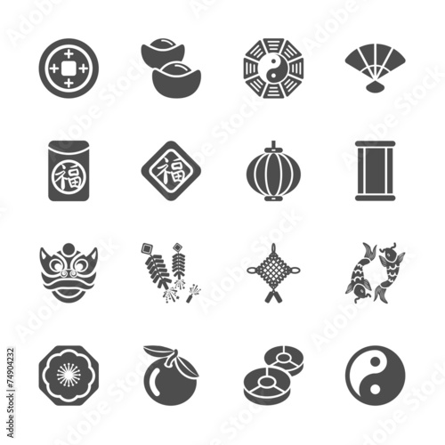 chinese new year icon set, vector eps10